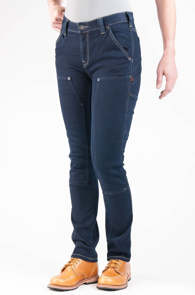 Dovetail Womens Pants Black Stretch Denim Mid Rise Maven Slim Workwear Size  14