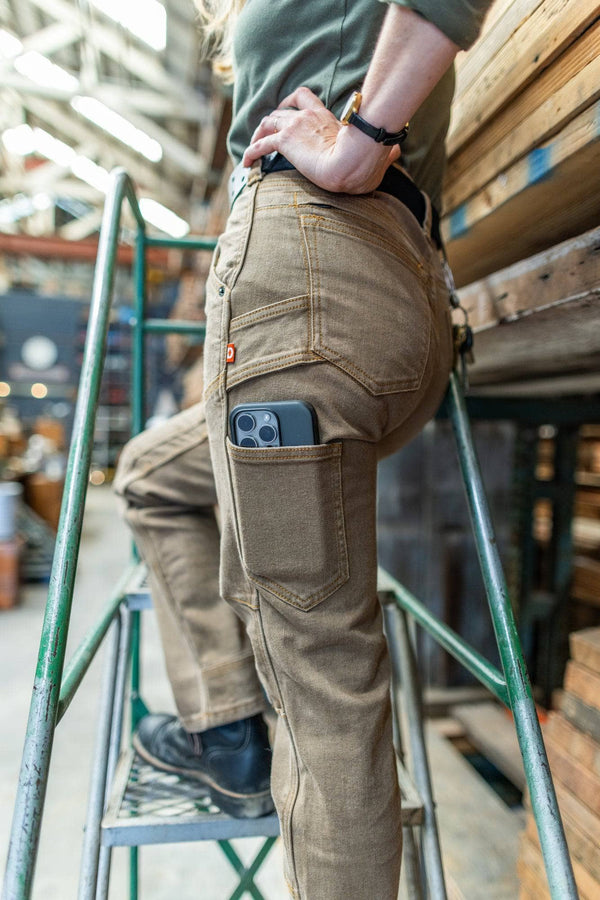 Old School High Rise Work Pant in Beechwood Brown Denim