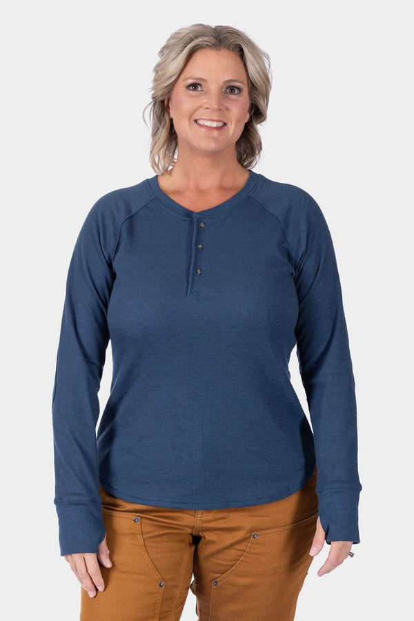 Women's Henley Thermal Waffle Knit Dovetail Workwear