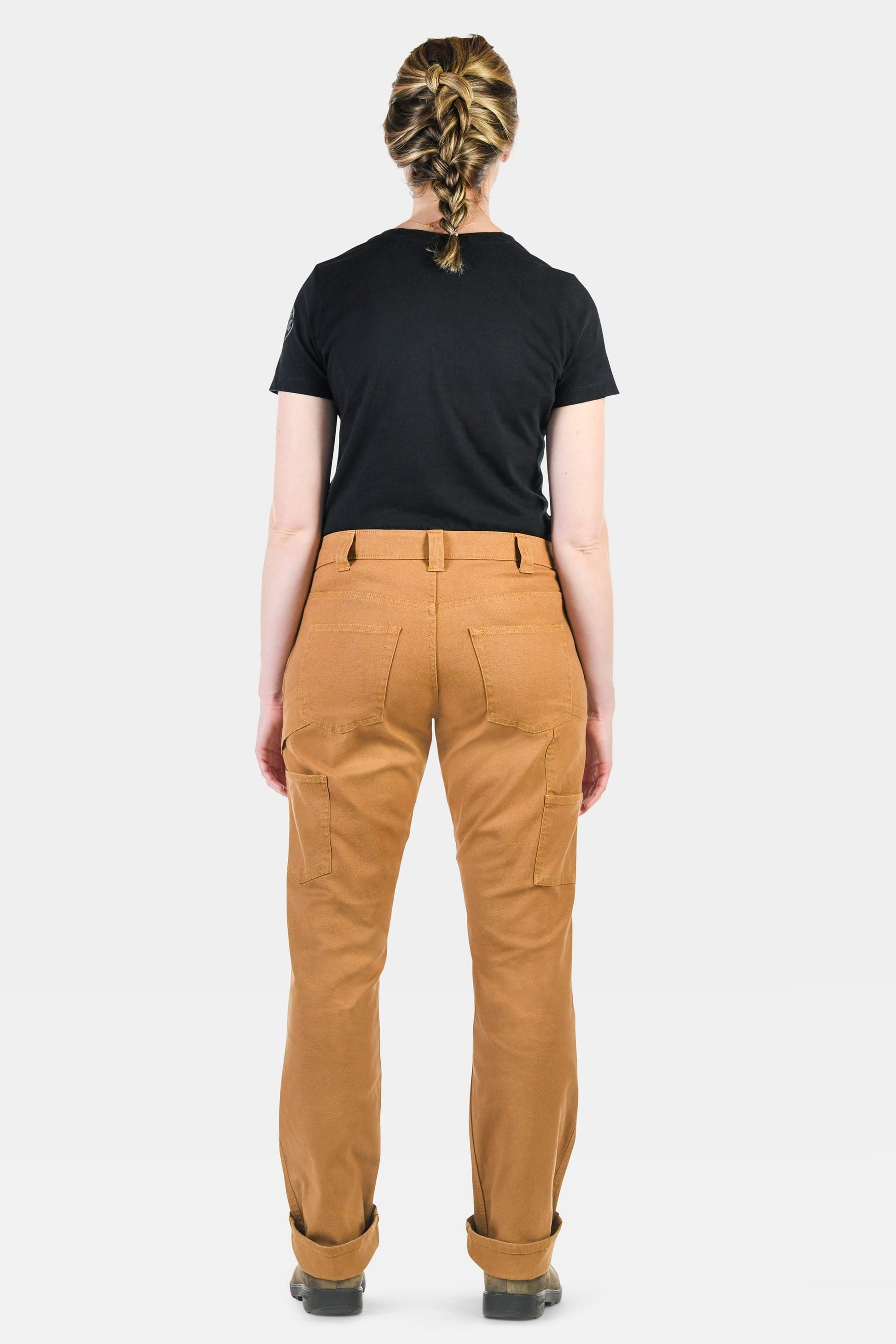 Anna Maternity Work Pants in Saddle Brown Stretch Canvas Work Pants Dovetail Workwear