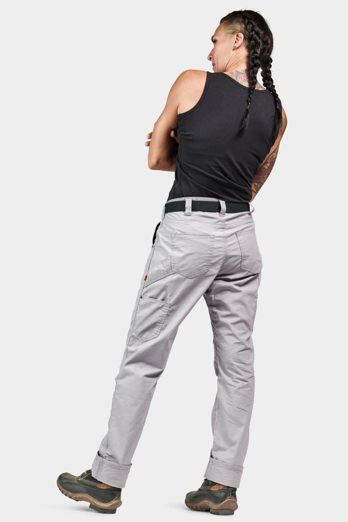 Anna Ultralight Trail Pant in Dove Grey Ripstop — Crotch gusset for mobility — Dovetail Workwear