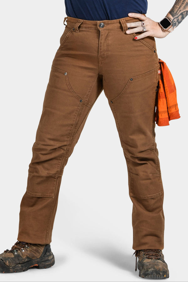 Britt Utility Pant in Saddle Brown Canvas — Nested pockets for secure storage — Dovetail Workwear