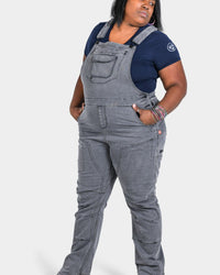 Freshley Drop Seat Overalls in Grey Stretch Thermal Denim Dovetail Workwear