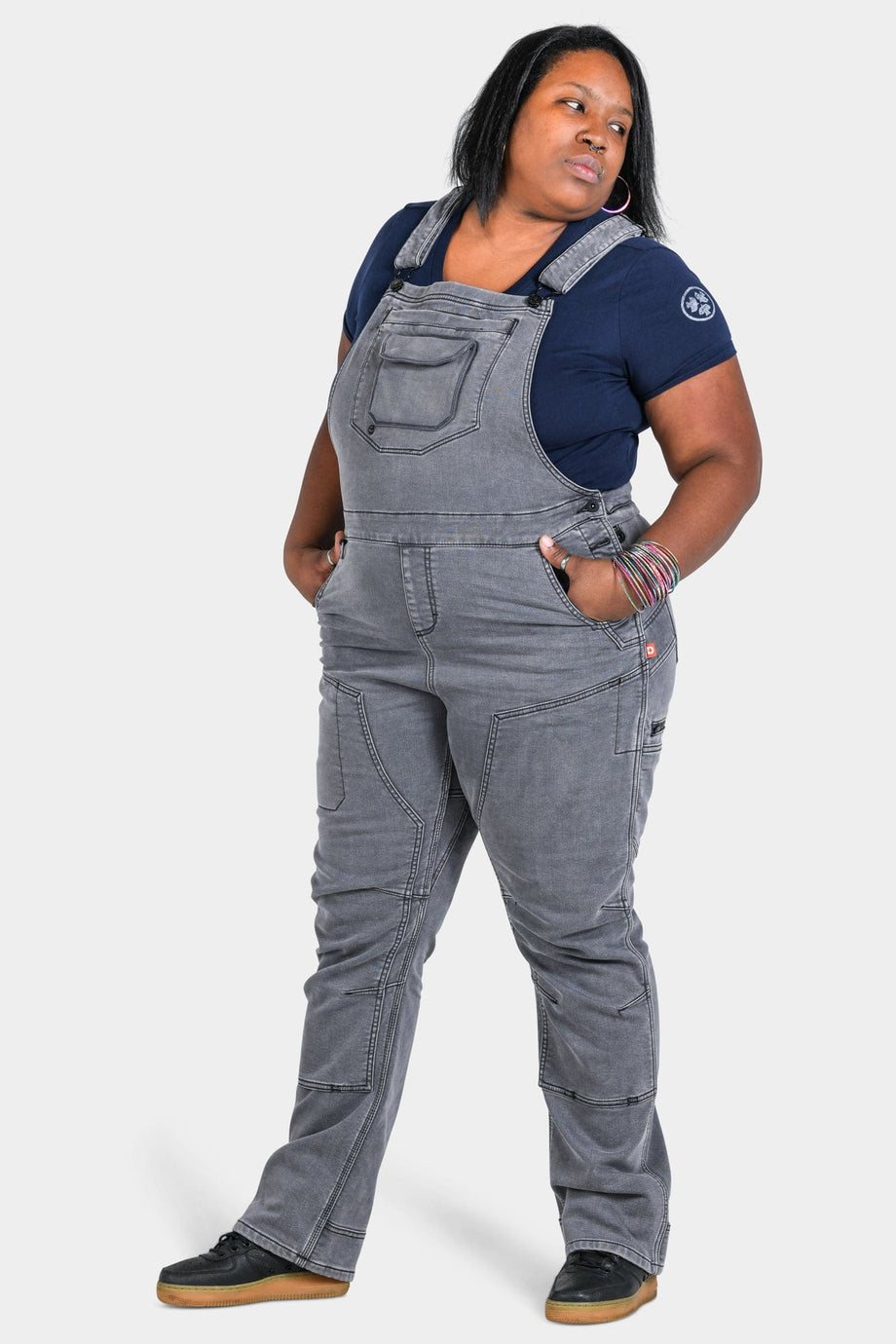 Freshley Drop Seat Overalls in Grey Stretch Thermal Denim – Dovetail ...
