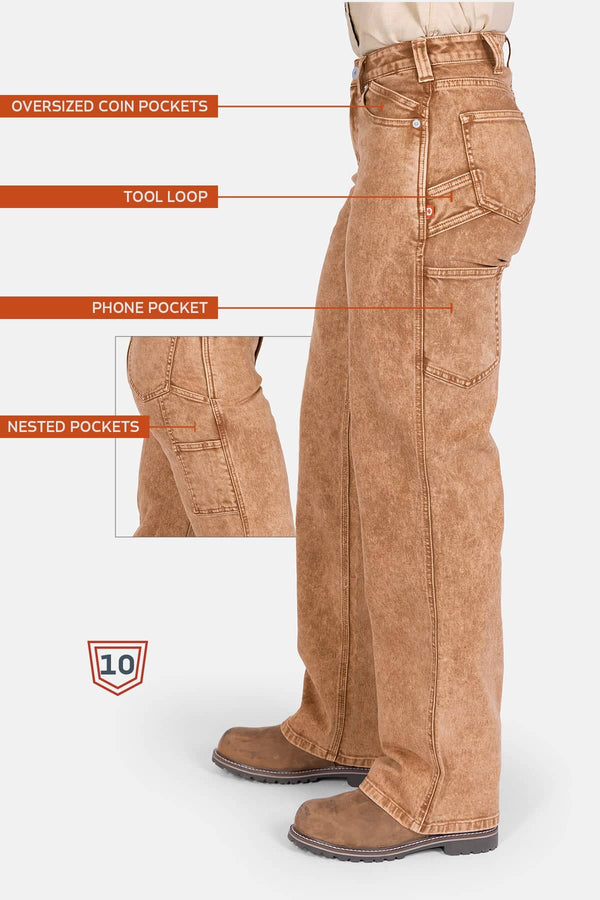 Old School Wide Leg Mineral Wash Jean in Sunbaked Eucalyptus