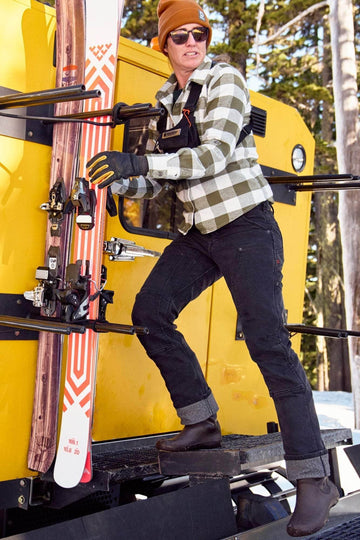 Britt Utility in Black Stretch Thermal Denim Work Pants Dovetail Workwear