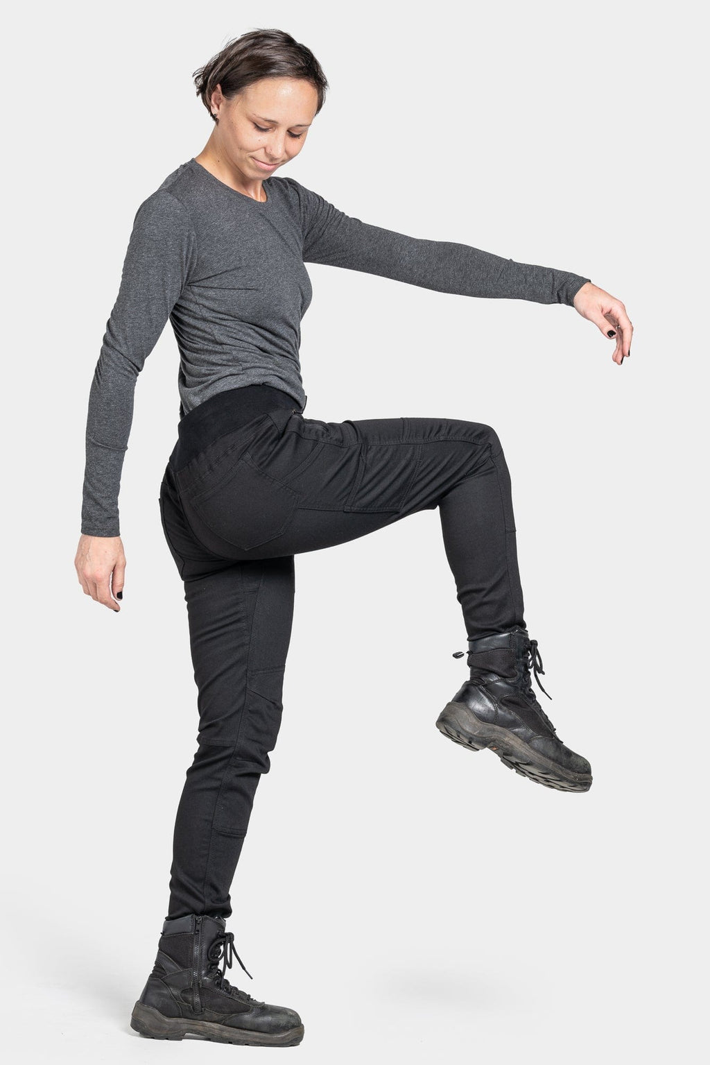Christa DIY in Black Performance Modal Work Pants Dovetail Workwear