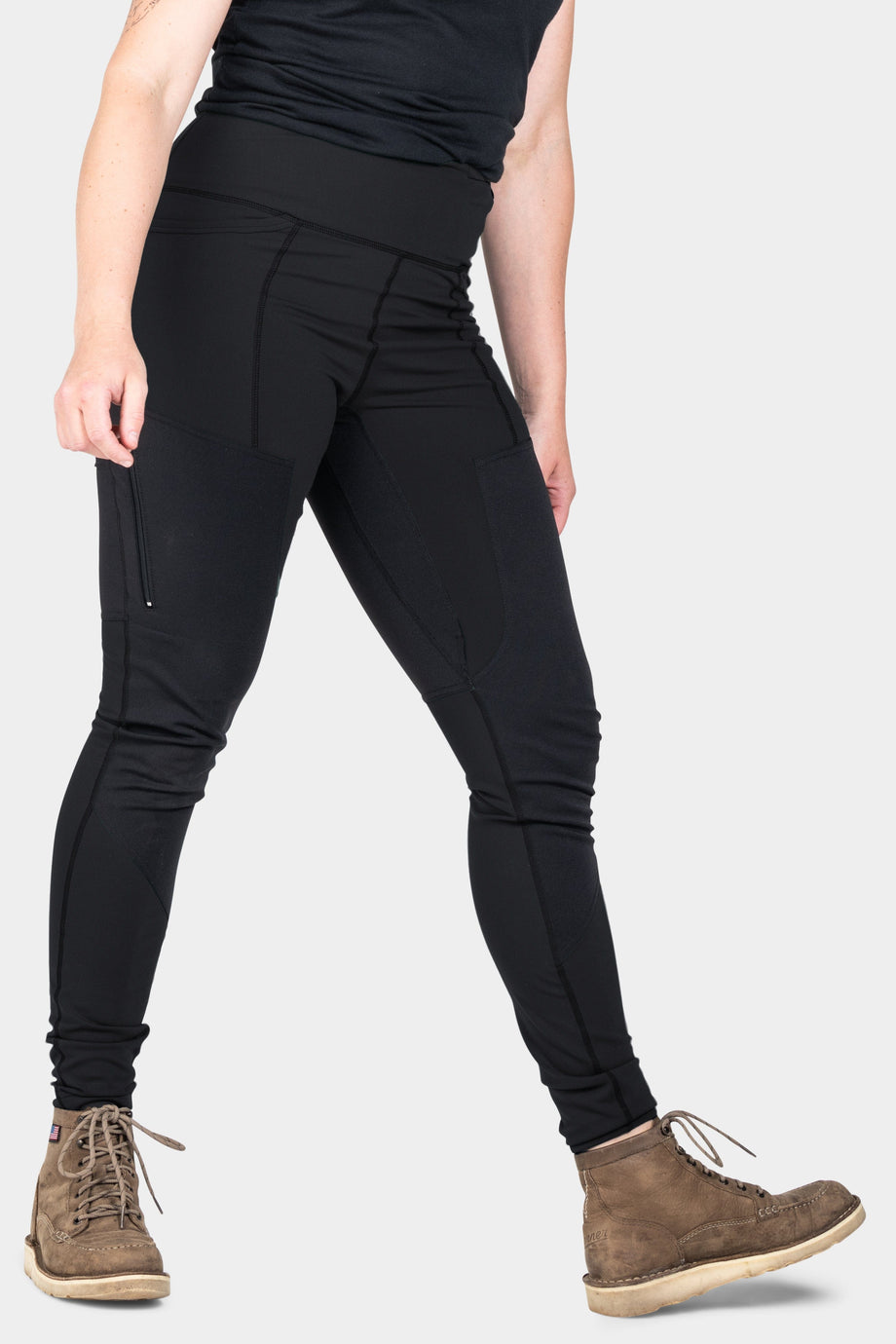 Topshop Tall full length heavy weight legging with deep waistband in black
