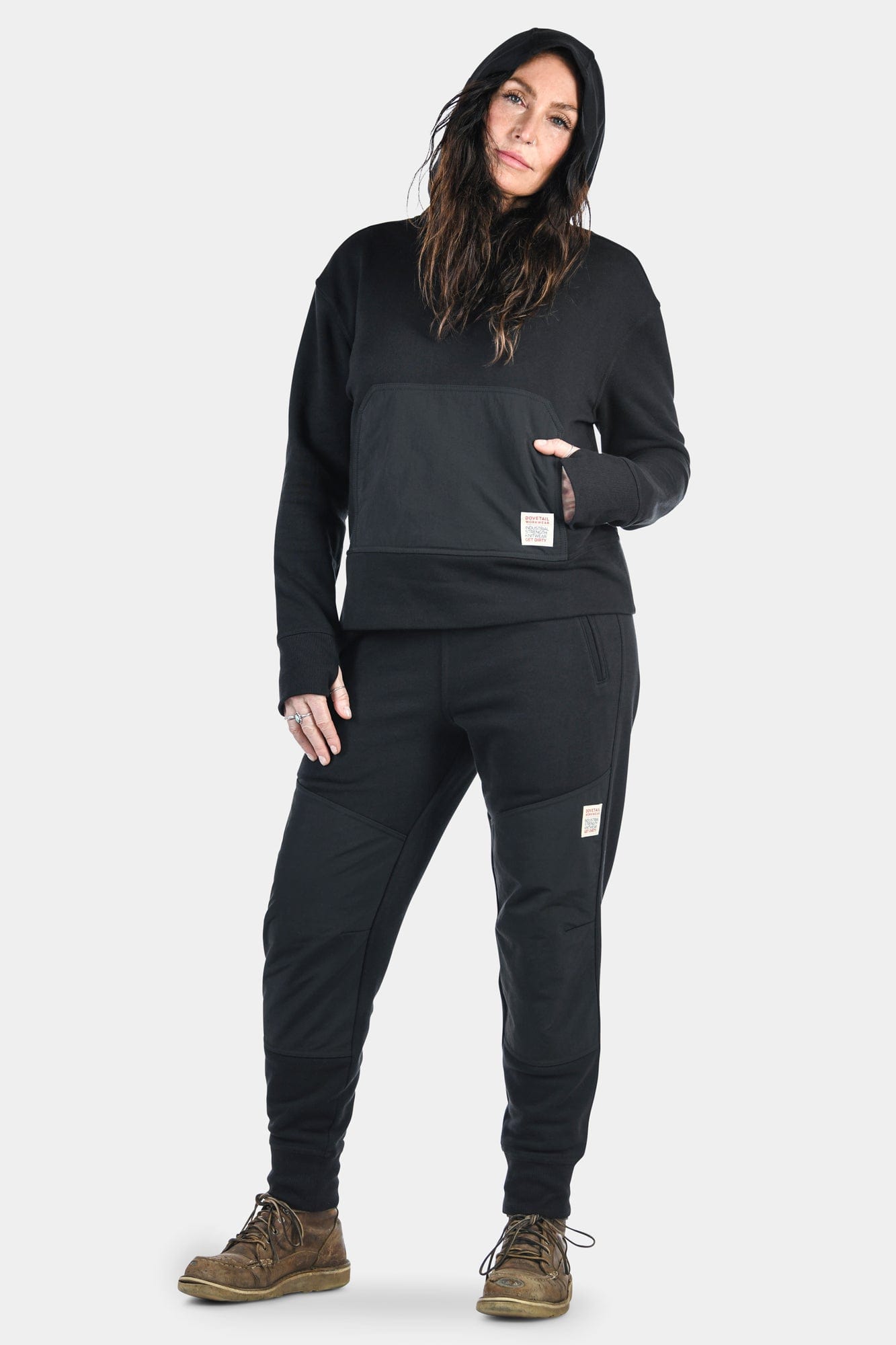 Womens black fleece joggers sale