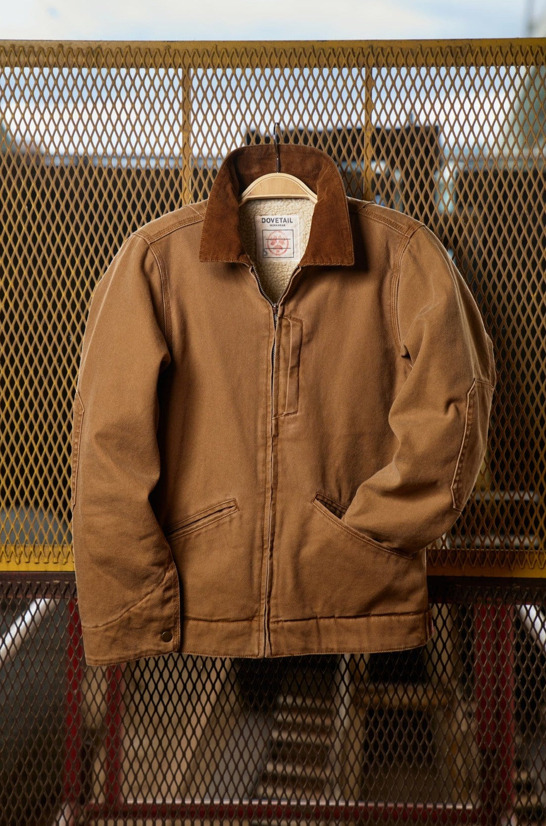 Old School Trucker Canvas Work Jacket in Vintage Brown Dovetail Workwear