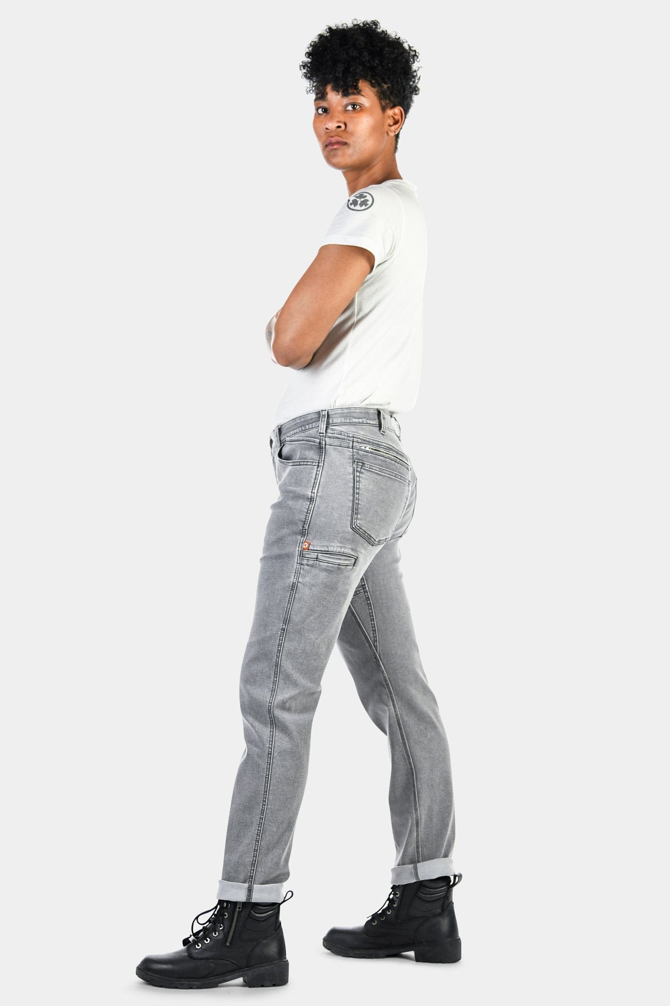 Vtg PEYTON PLACE top PPFM Minimalist Design Grey Casual Pant Trouser Slack Workwear