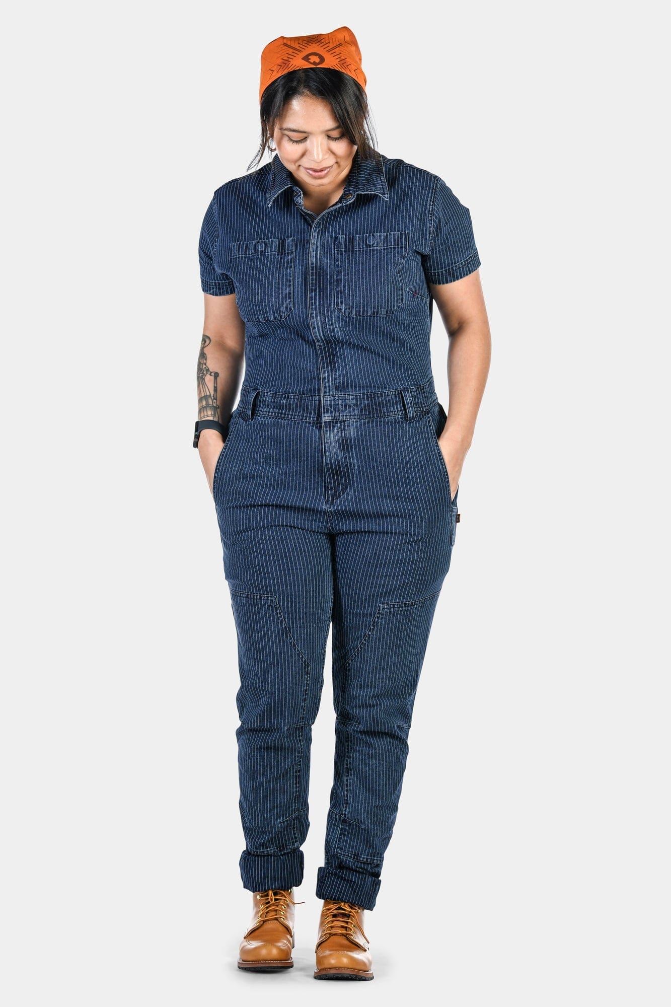 Hadley Short Sleeve Coveralls in Wabash Stripe Work Pants Dovetail Workwear