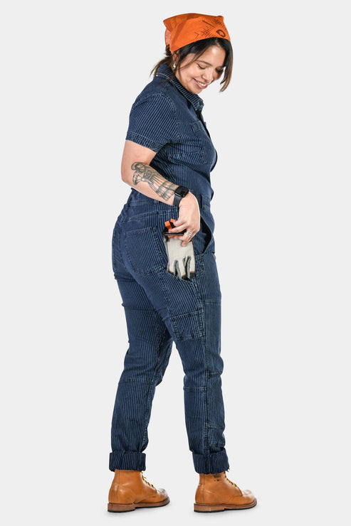 Hadley Short Sleeve Coveralls in Wabash Stripe Work Pants Dovetail Workwear