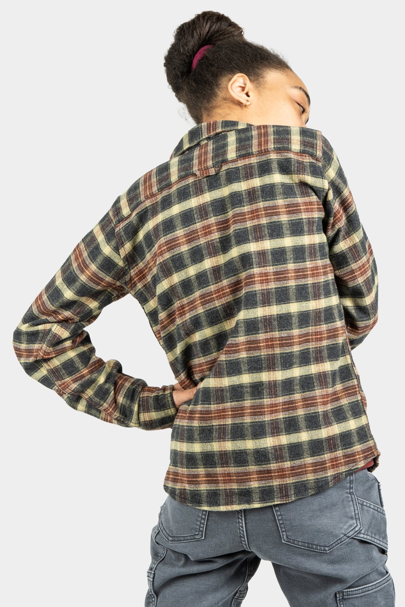 Closeout Givens Workshirt in Stretch Flannel - Coffee and Vintage Blue Work Shirt Dovetail Workwear