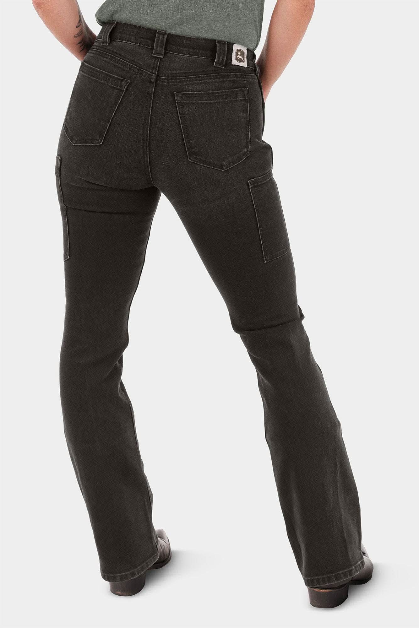 boot cut dress pants for women John Deere Black Stretch Bootcut Work Pants – Dovetail Workwear
