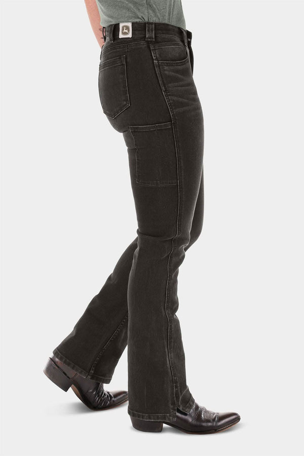 boot cut dress pants for women John Deere Black Stretch Bootcut Work Pants – Dovetail Workwear