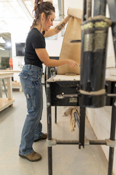 Day Construct Work Pant in Vintage Stretch Denim Work Pants Dovetail Workwear