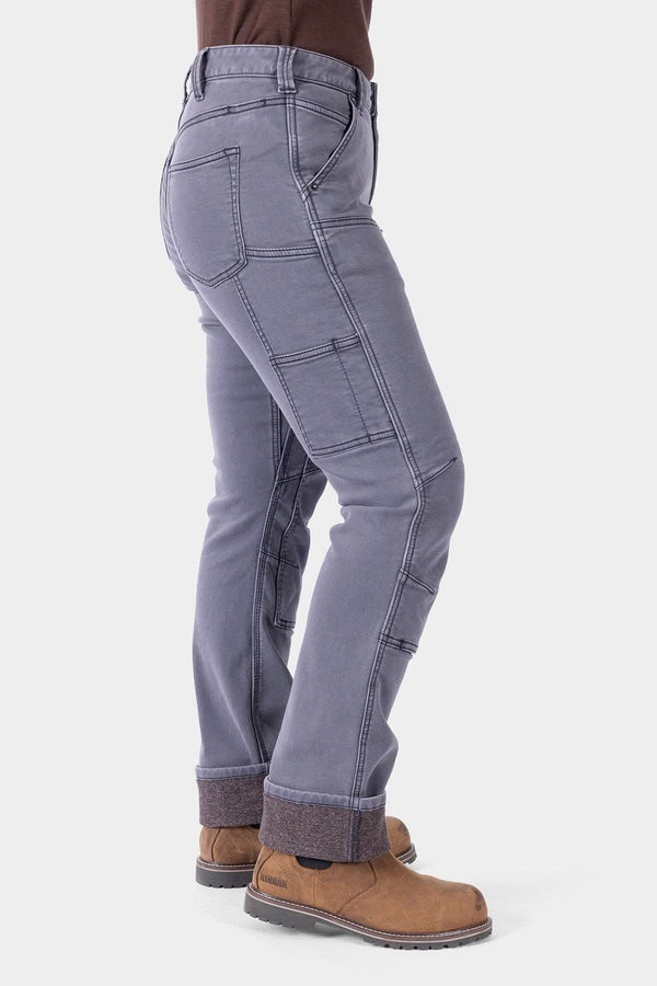 Angled rear view of grey thermal Britt Utility HOTSWAP™ Pants with double knees and cargo-style pockets designed for freezing weather work.