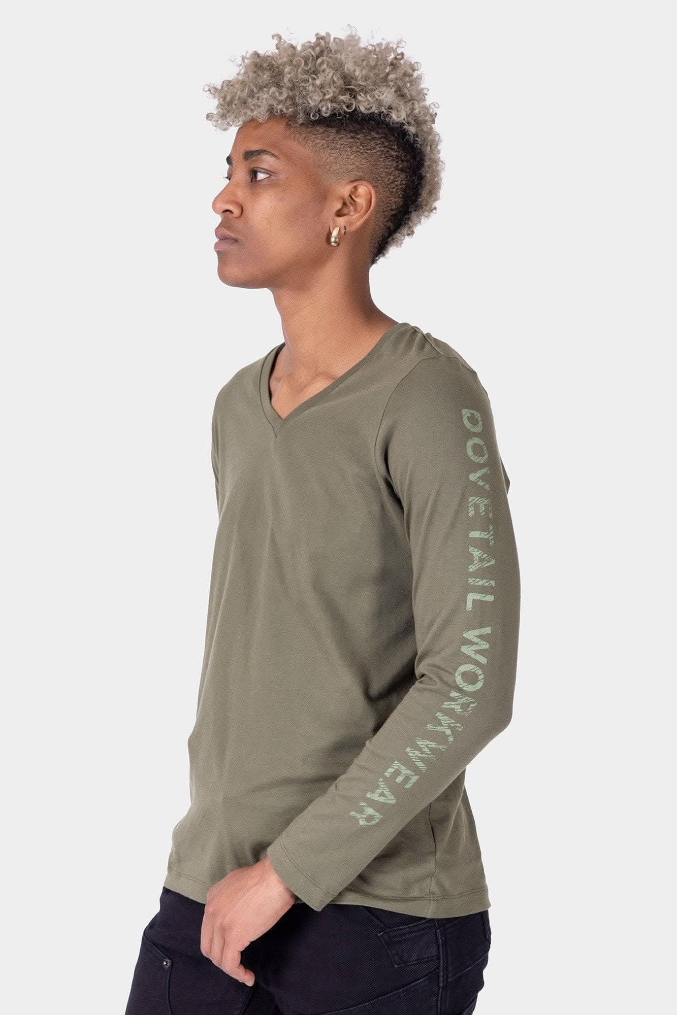 Women's Long Sleeve Shirt V-Neck Dovetail Workwear