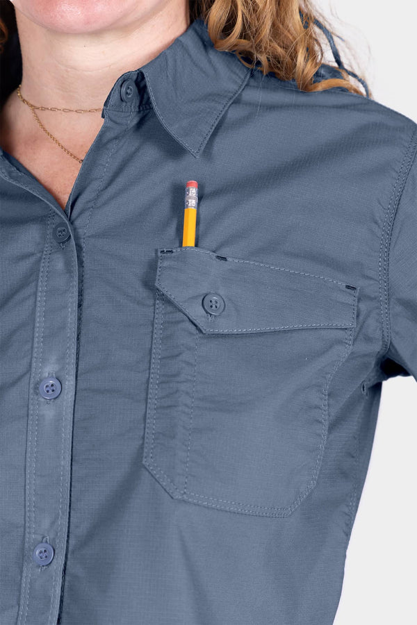 AJ COOLSWAP™ Work Shirt — Hidden chest snap to prevent gaping — Dovetail Workwear