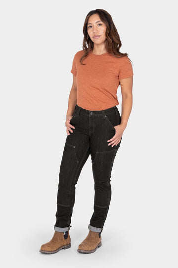 Maven Slim in Heathered Black Graphene Pant — Reinforced thigh and knee panels — Dovetail Workwear