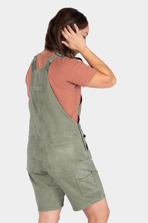 Utility Short Overalls in Light Kelp Green