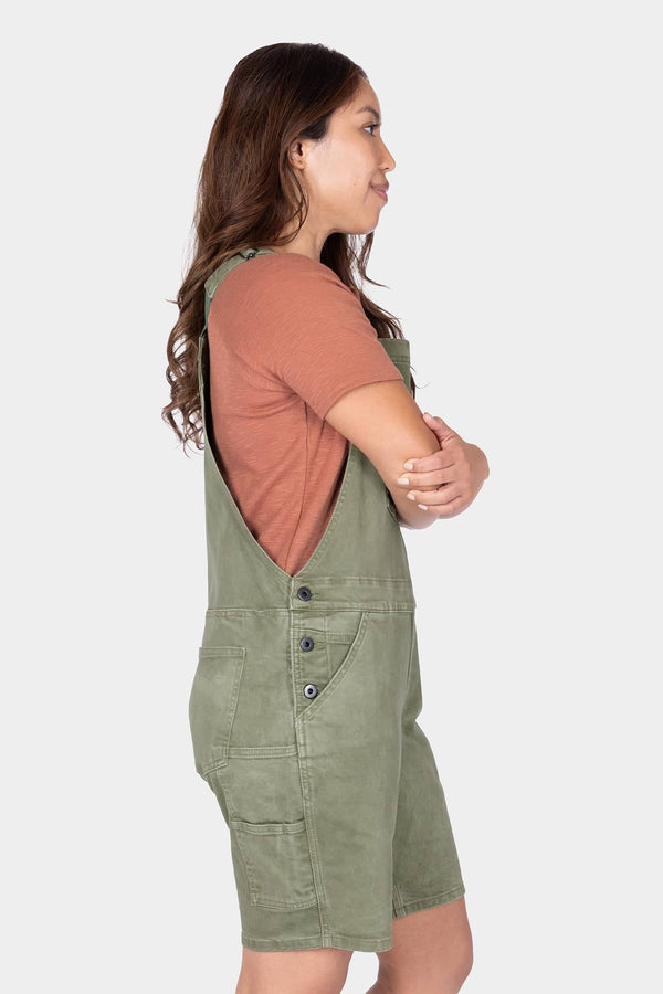 Utility Short Overalls in Light Kelp Green