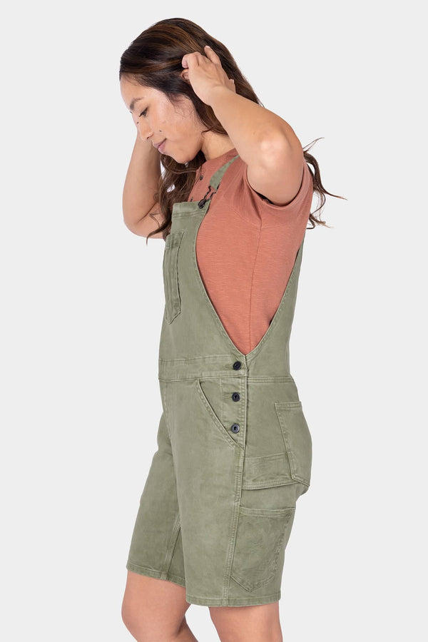 Utility Short Overalls in Light Kelp Green