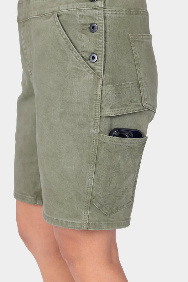 Utility Short Overalls in Light Kelp Green