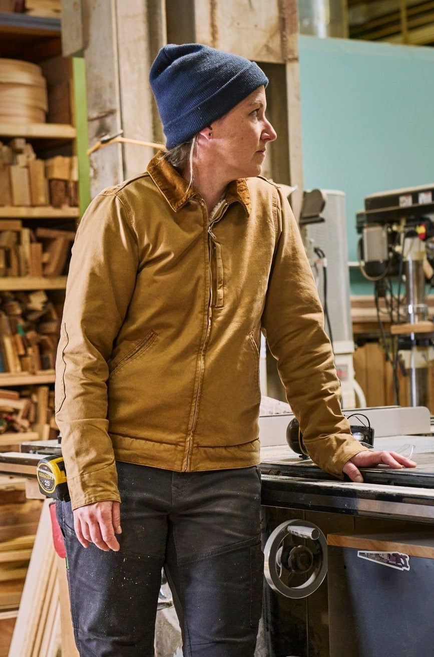 Old School Trucker Canvas Work Jacket in Vintage Brown Dovetail Workwear