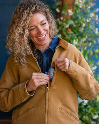 Old School Trucker Canvas Work Jacket in Vintage Brown Dovetail Workwear