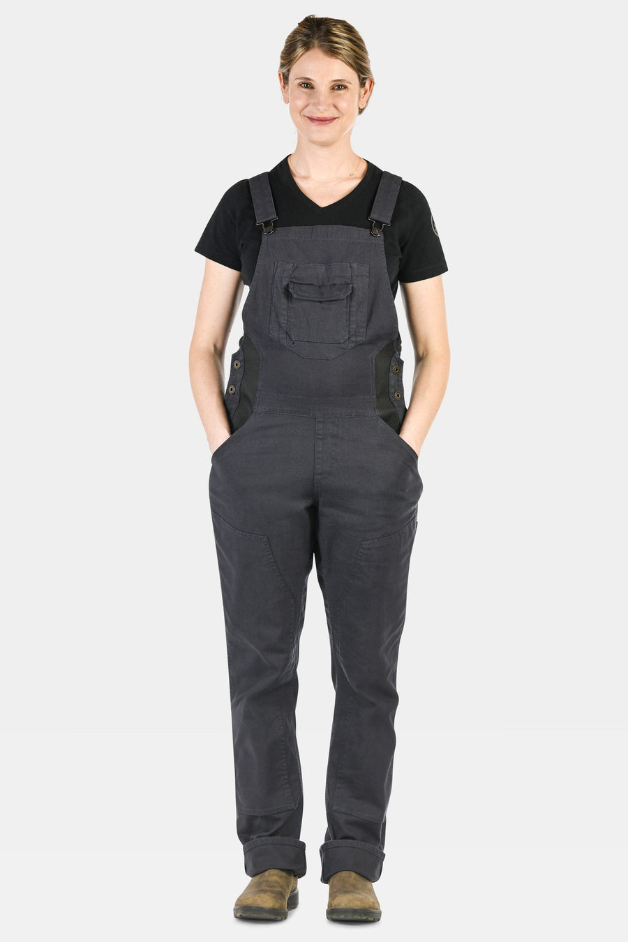 Freshley Maternity Overalls In Navy Stretch Canvas Work Pants Dovetail Workwear