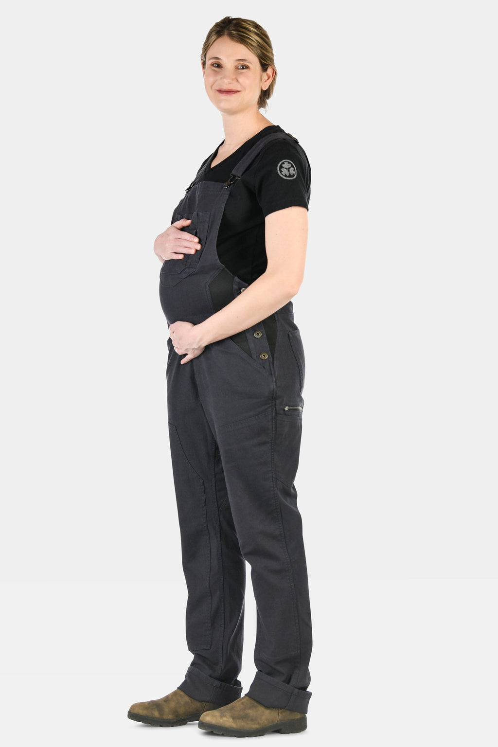Freshley Maternity Overalls In Navy Stretch Canvas Work Pants Dovetail Workwear