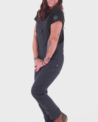 Freshley Drop Seat Overalls in Black Stretch Thermal Denim