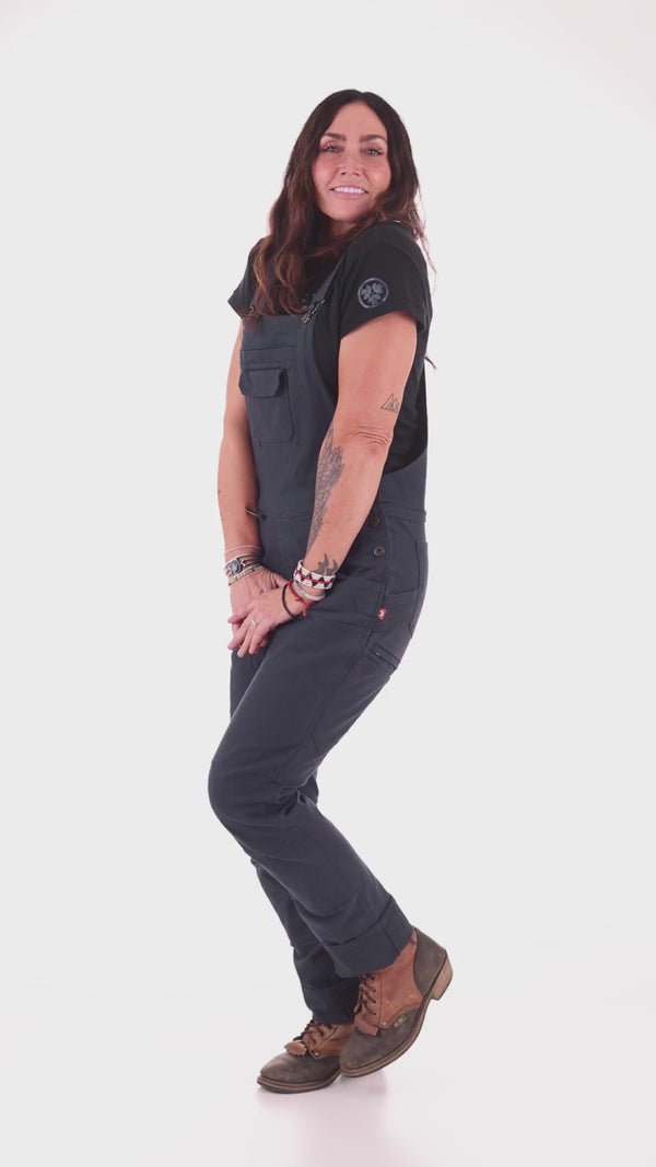 Freshley Drop Seat Overalls in Black Stretch Thermal Denim