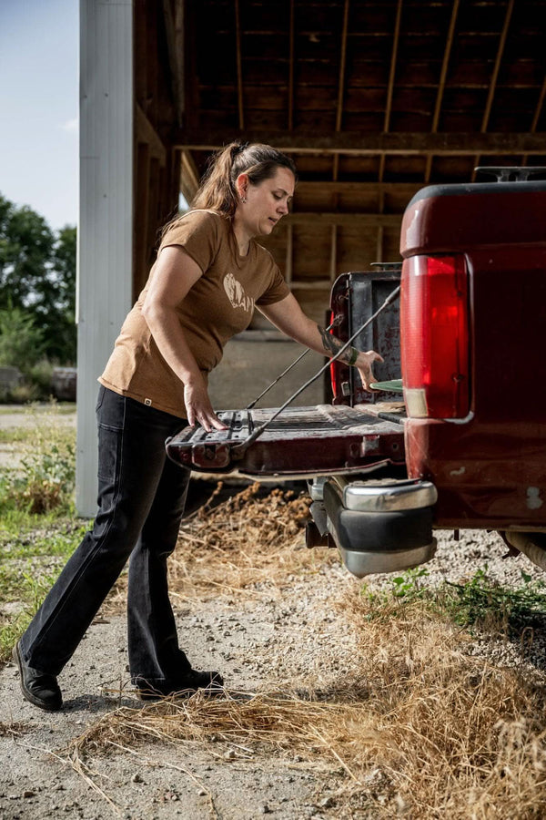 John Deere X Dovetail Workwear Into Town Bootcut Jean in Classic Black Work Pants Dovetail Workwear