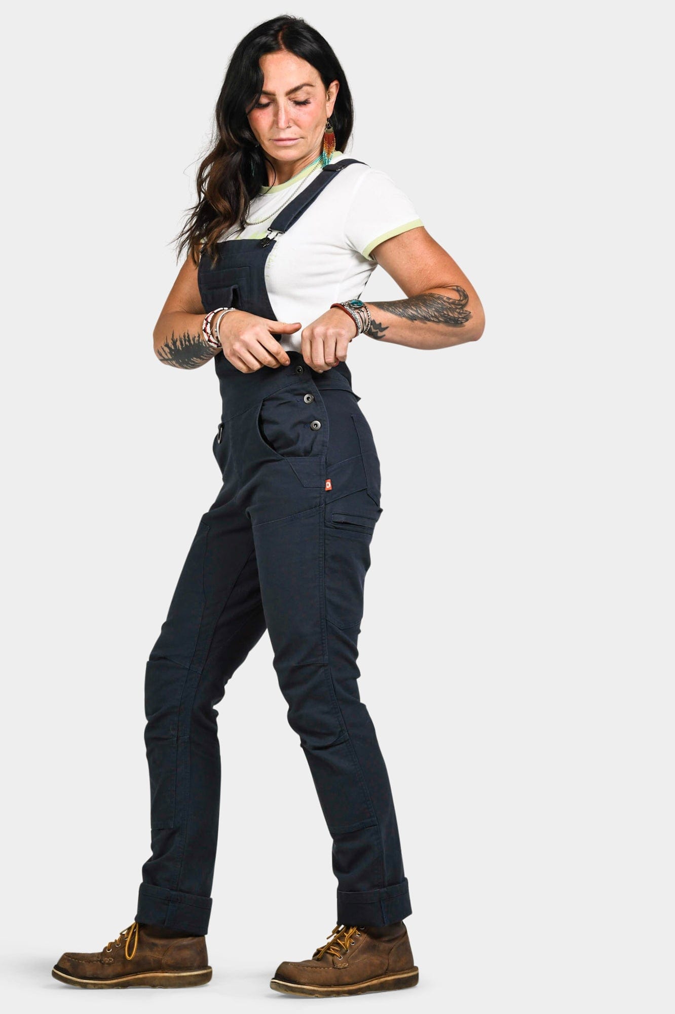 Freshley Drop Seat Overalls in Navy Canvas Work Pants Dovetail Workwear