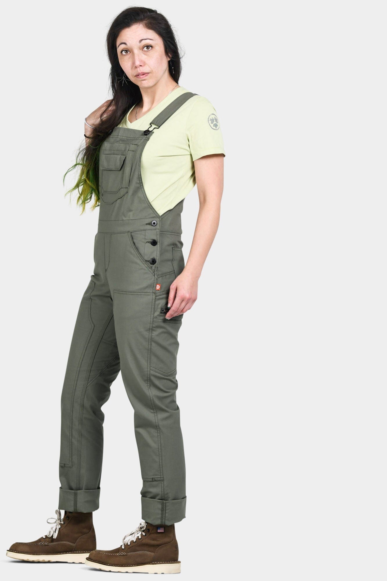 Freshley Overalls in Ultra Light Lichen Green Ripstop Work Pants Dovetail Workwear