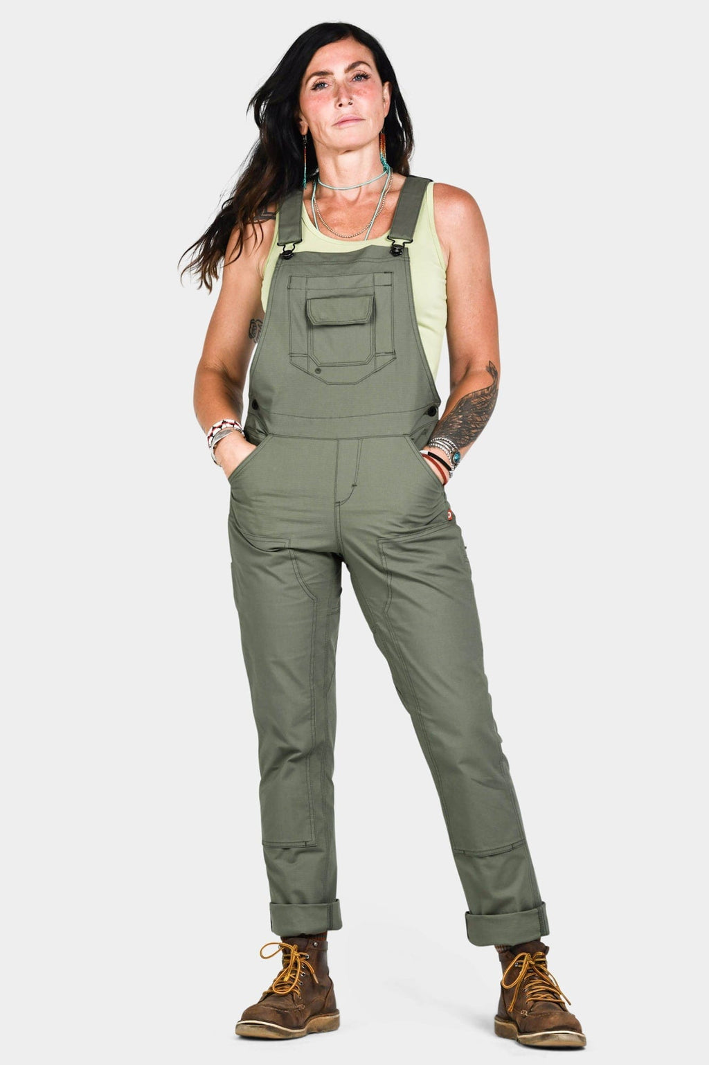 Freshley Overalls in Ultra Light Lichen Green Ripstop Work Pants Dovetail Workwear