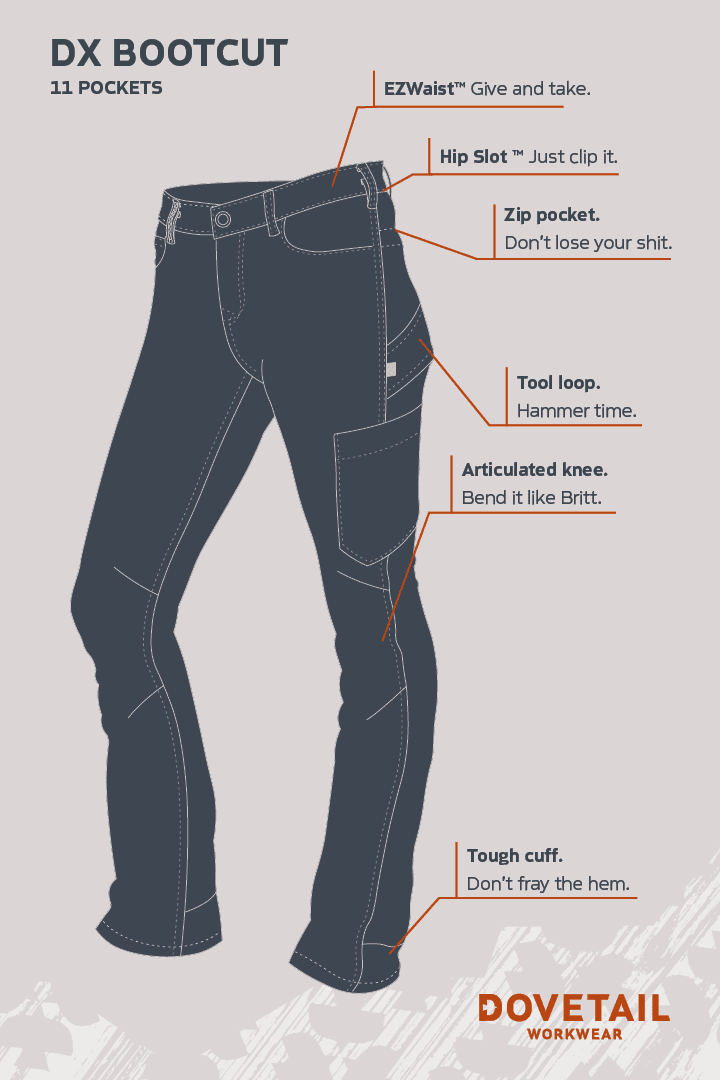DX Bootcut in CORDURA® Indigo Denim Work Pants Dovetail Workwear