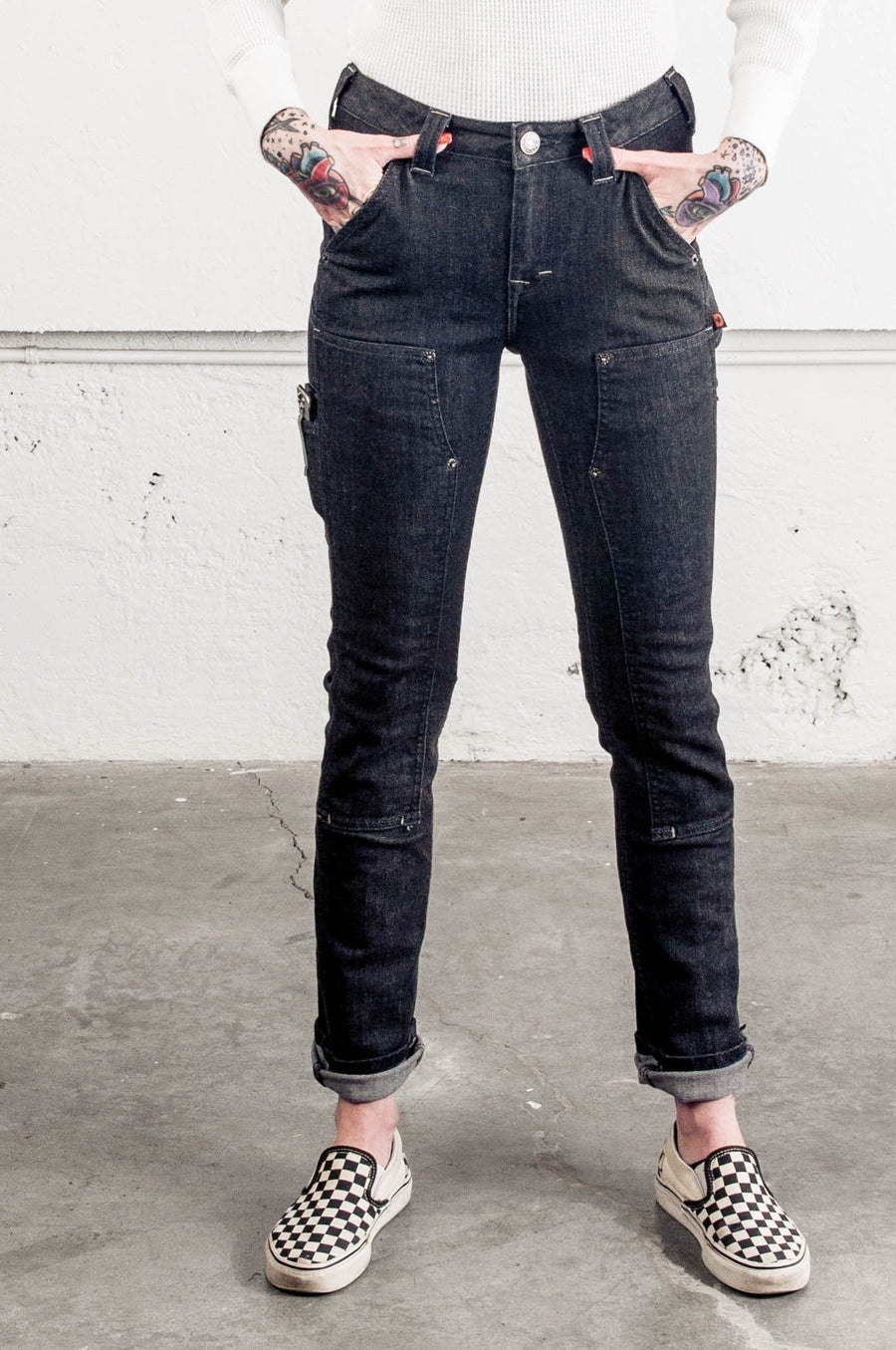 Maven Slim in Heathered Black Denim Work Pants Dovetail Workwear