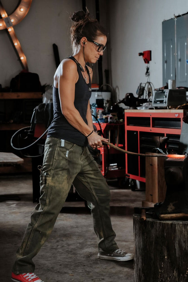 Shop Pant in Olive Green Denim Work Pants Dovetail Workwear