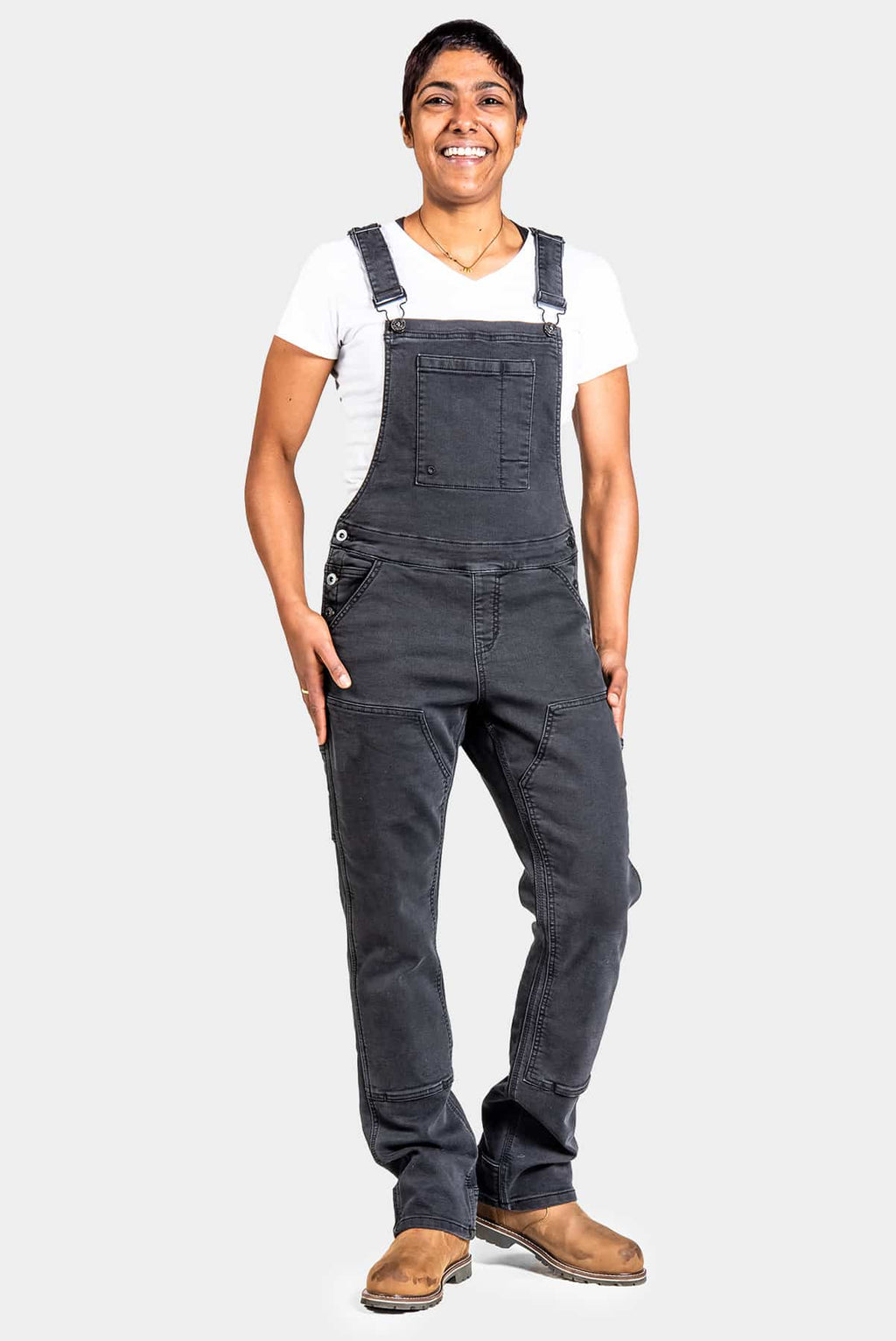 Freshley Overalls in Black Thermal Denim Work Pants Dovetail Workwear