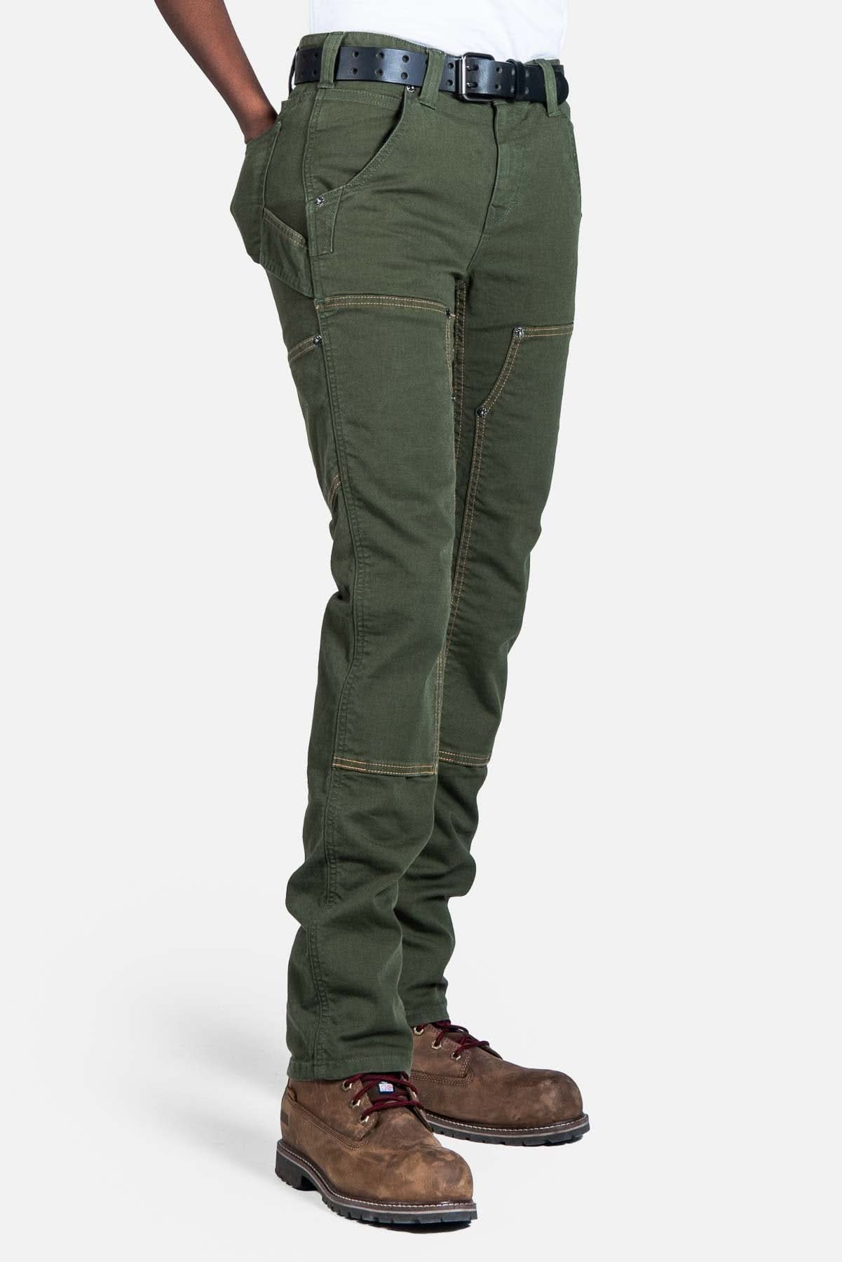 Maven X Pant in Moss Green Canvas — slim-leg women's work pant
