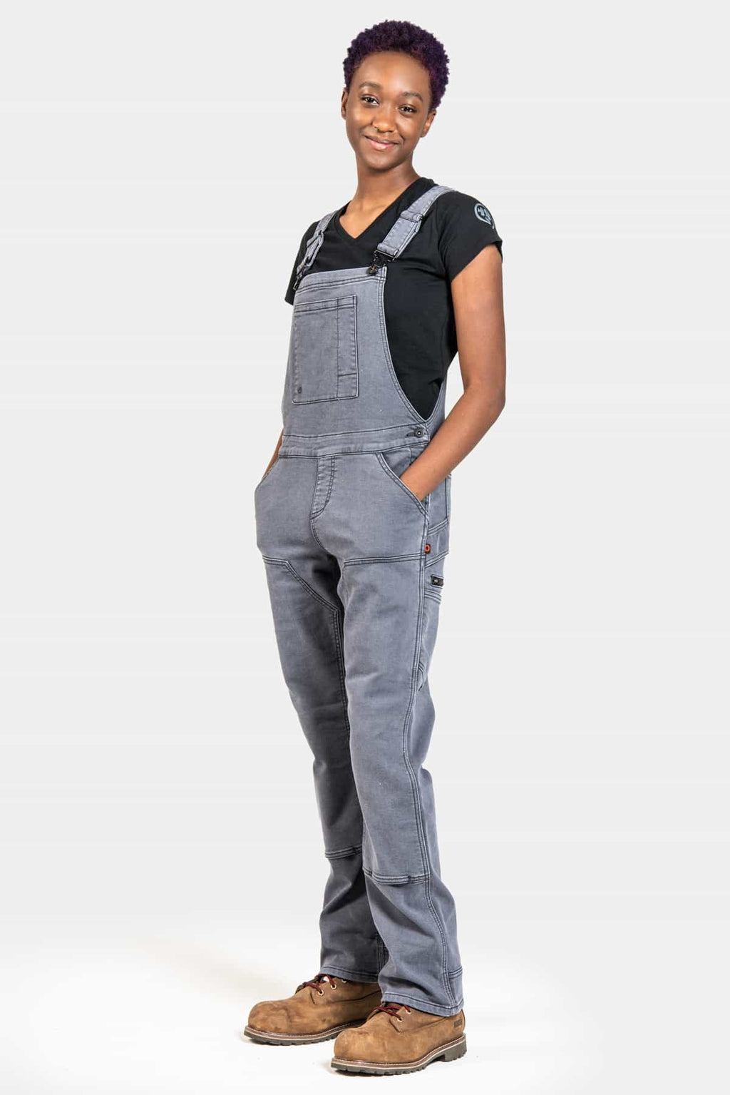 Freshley Overalls in Grey Thermal Denim Work Pants Dovetail Workwear