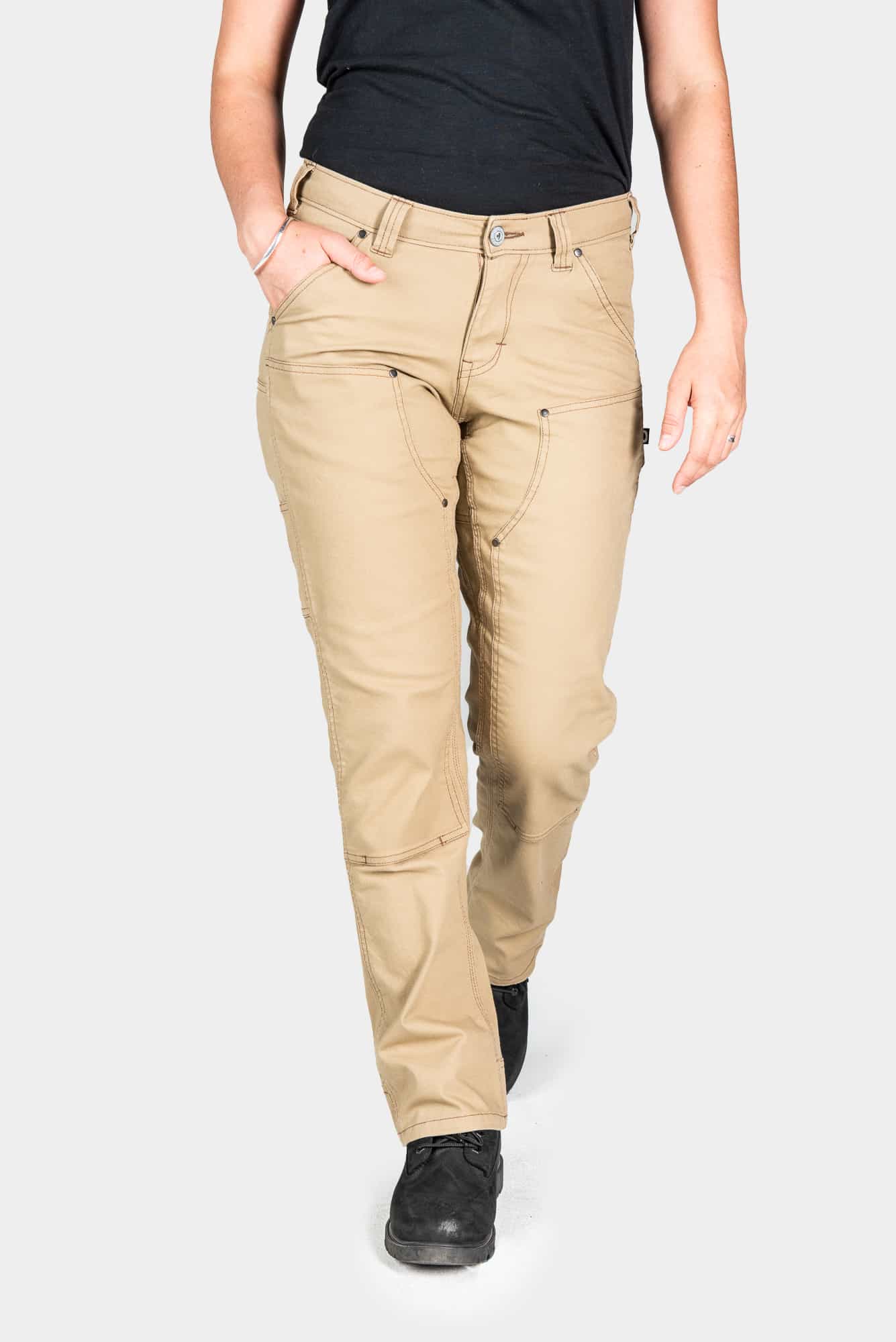 Anna Taskpant in Khaki Canvas Work Pants Dovetail Workwear