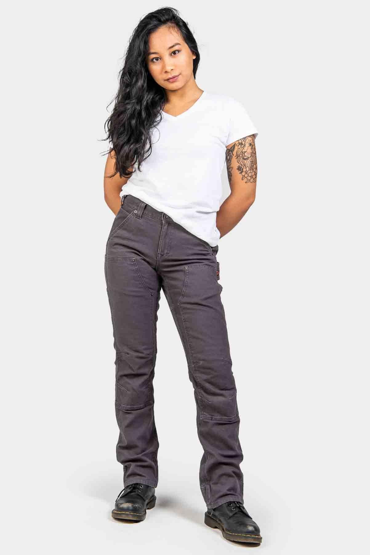 Britt Utility Pant in Dark Grey Canvas — heavy-duty women's carpenter pant