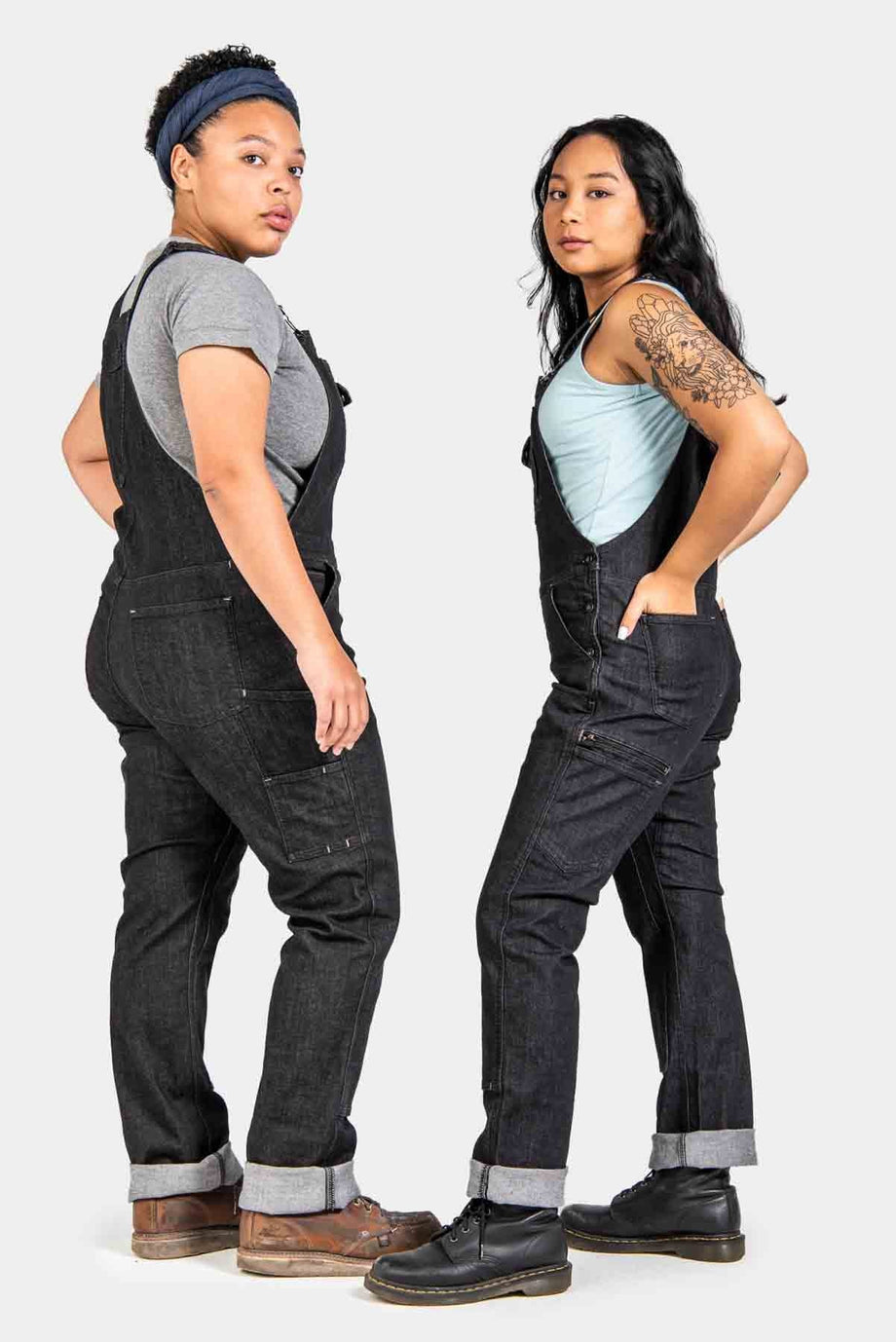 Freshley Overalls For Women Heathered Black Denim | Dovetail Workwear