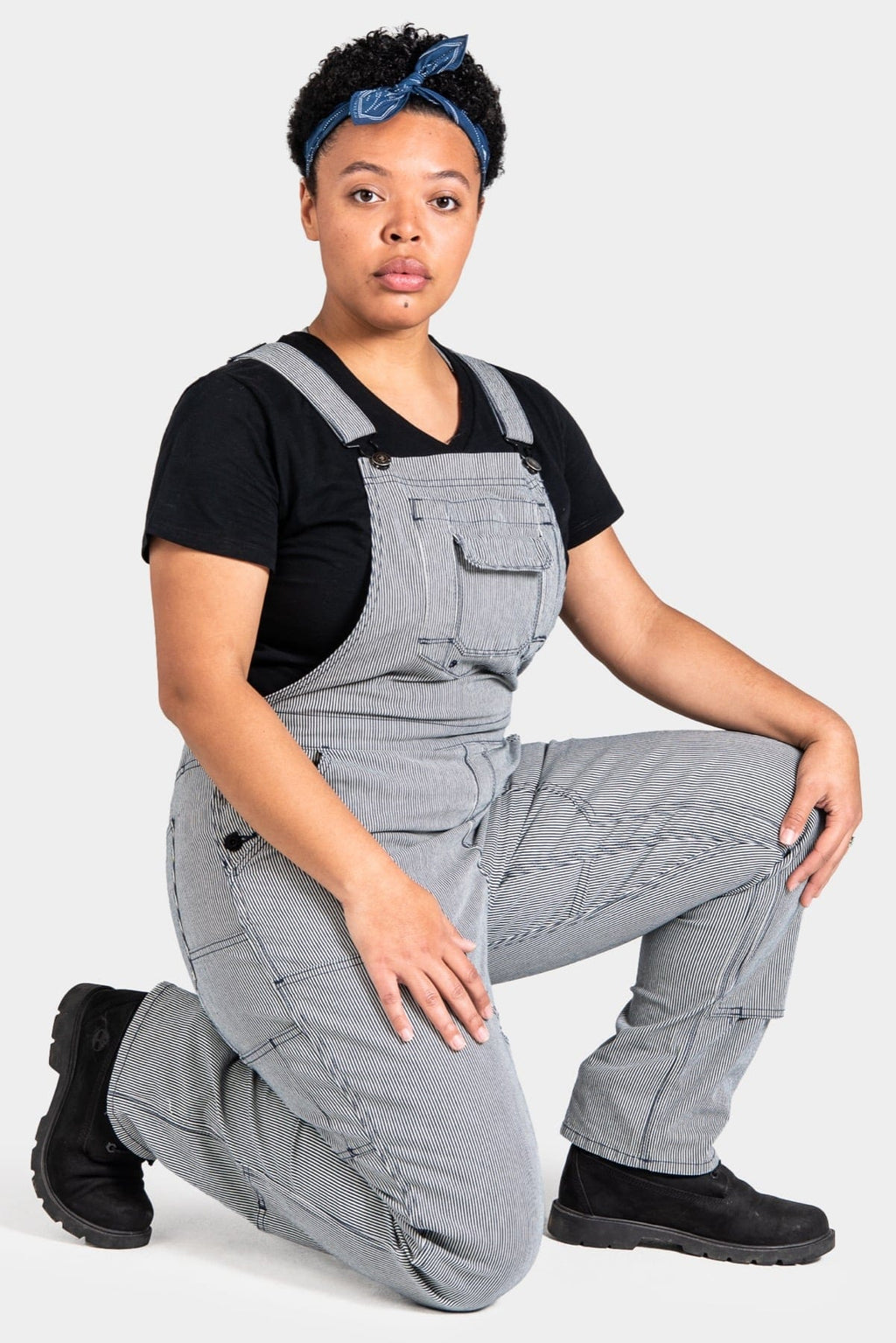 Freshley Overalls For Women in Indigo Stripe Denim Work Pants Dovetail Workwear