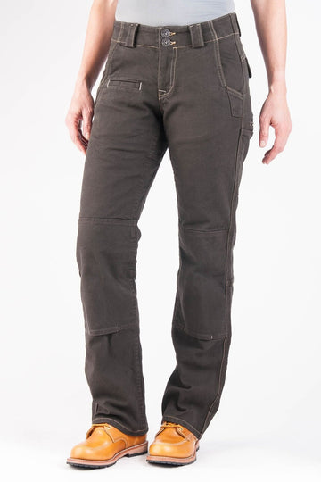 Day Construct Pant in Brown Canvas — Double-button waistband with nested pockets — Dovetail Workwear